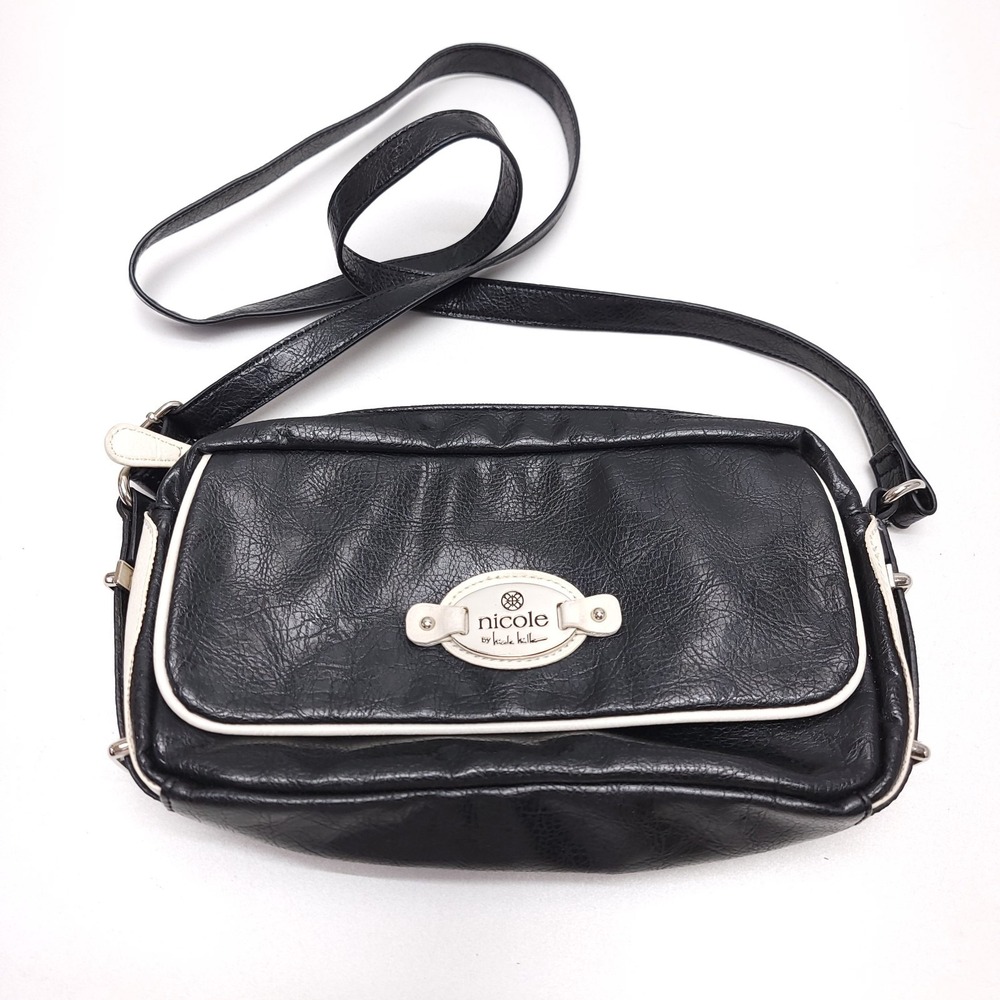 Nicole by Nicole Miller Purse Faux Patent Leather Cross Body Shoulder Bag
